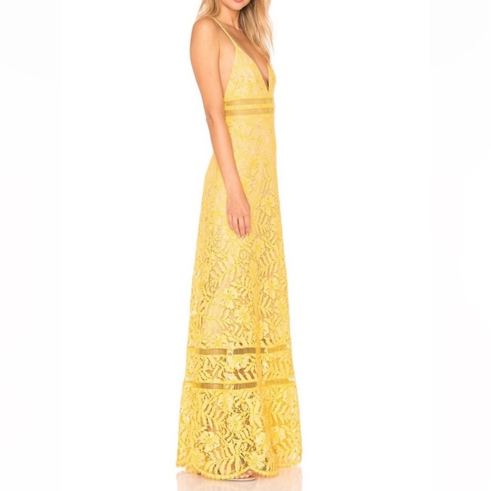 Lovers + Friends Yellow Lace Maxi Sabrina Dress - Picture 3 of 10
